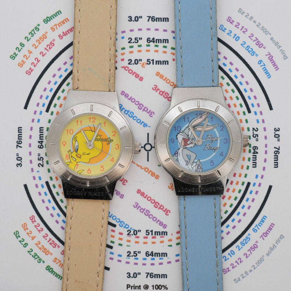 Vintage 2001 Looney Tunes Watch Lot - Bugs Bunny & Tweety Bird - New Batteries